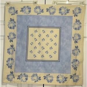 Yves Delorme France Euro Pillow Sham “Louise” Blue Floral Roses 100% Cotton 30”